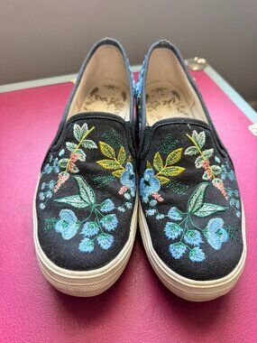 Keds X  Rifle Paper Co Women Floral Platform Slip On Sneakers Sz 7.5 Whimsigoth